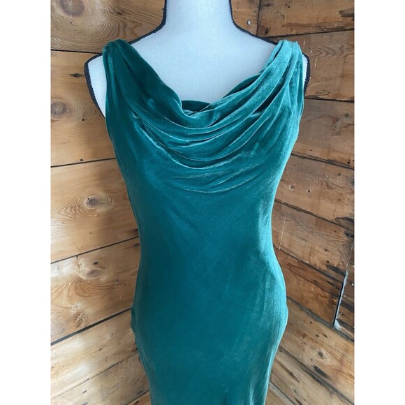 J Peterman Vintage Silk Rayon Velvet Evening Dress Women’s 2 Gown Emerald Green - Picture 2 of 12